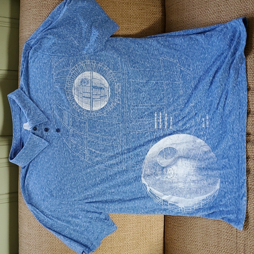 Star Wars 2x Light blue button up men's collar shirt